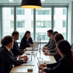 Business team in meeting for corporate retirement schemes
